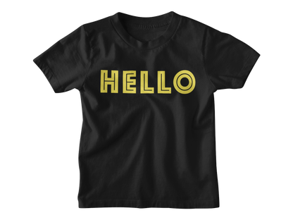 "HELLO" Kids Unisex Black Shirt