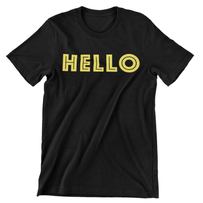 "HELLO" Adult Unisex Black Shirt