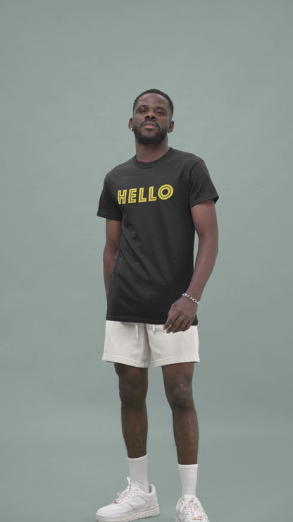 "HELLO" Adult Unisex Black Shirt