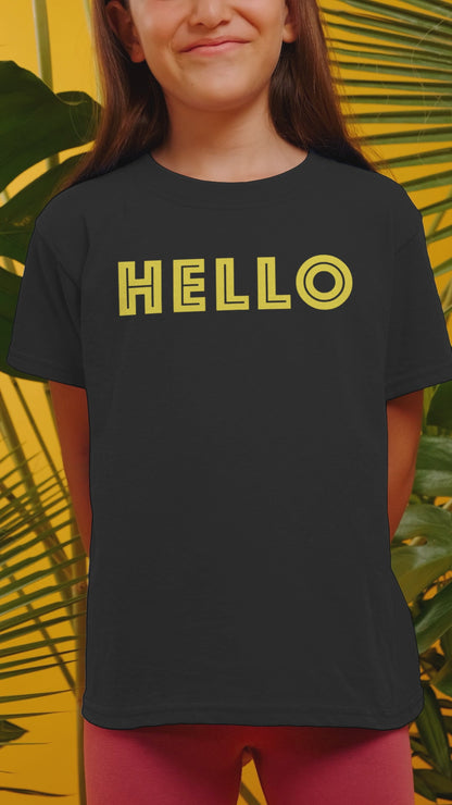 "HELLO" Kids Unisex Black Shirt