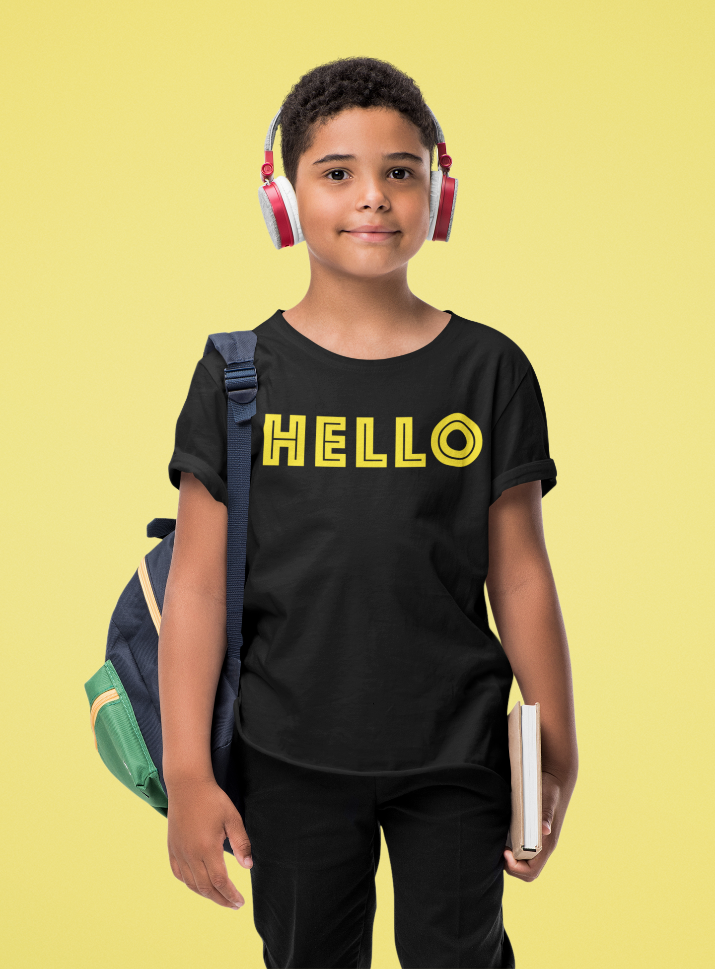 "HELLO" Kids Unisex Black Shirt