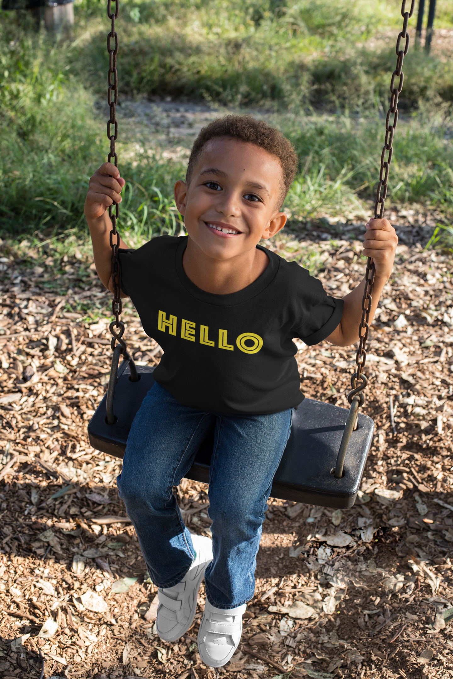 "HELLO" Kids Unisex Black Shirt